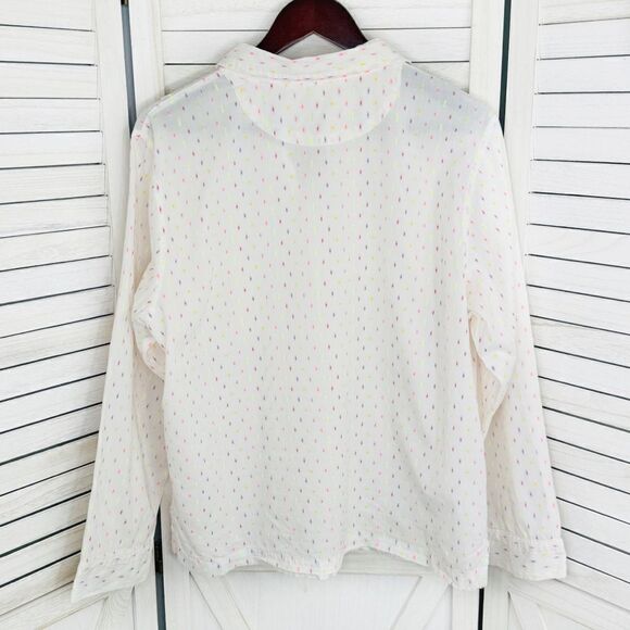 Victoria’s Secret Embroidered Neon Print Pajama Shirt White Multi Large - Picture 8 of 12